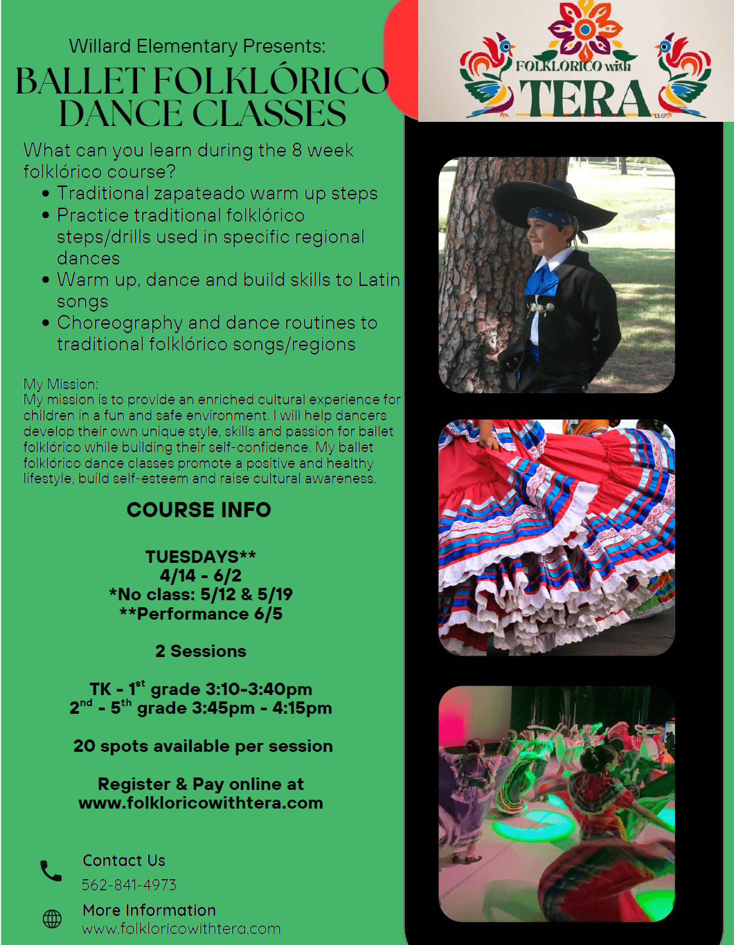 Folklorico with Tera English Flyer Willard